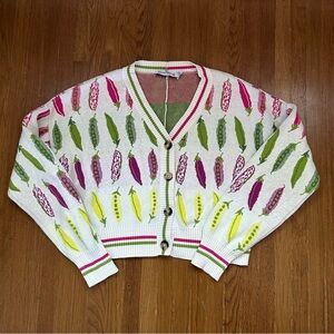 Small Rachel Antonoff Ana Cardigan peas vegetables food print